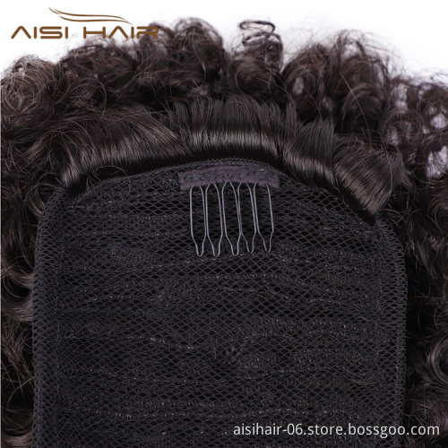 Aisi Hair Kinky Curly Puff Hair Bun Ponytail Women's Afro Short Curly Synthetic Chignon Hair Extension For Black White Women